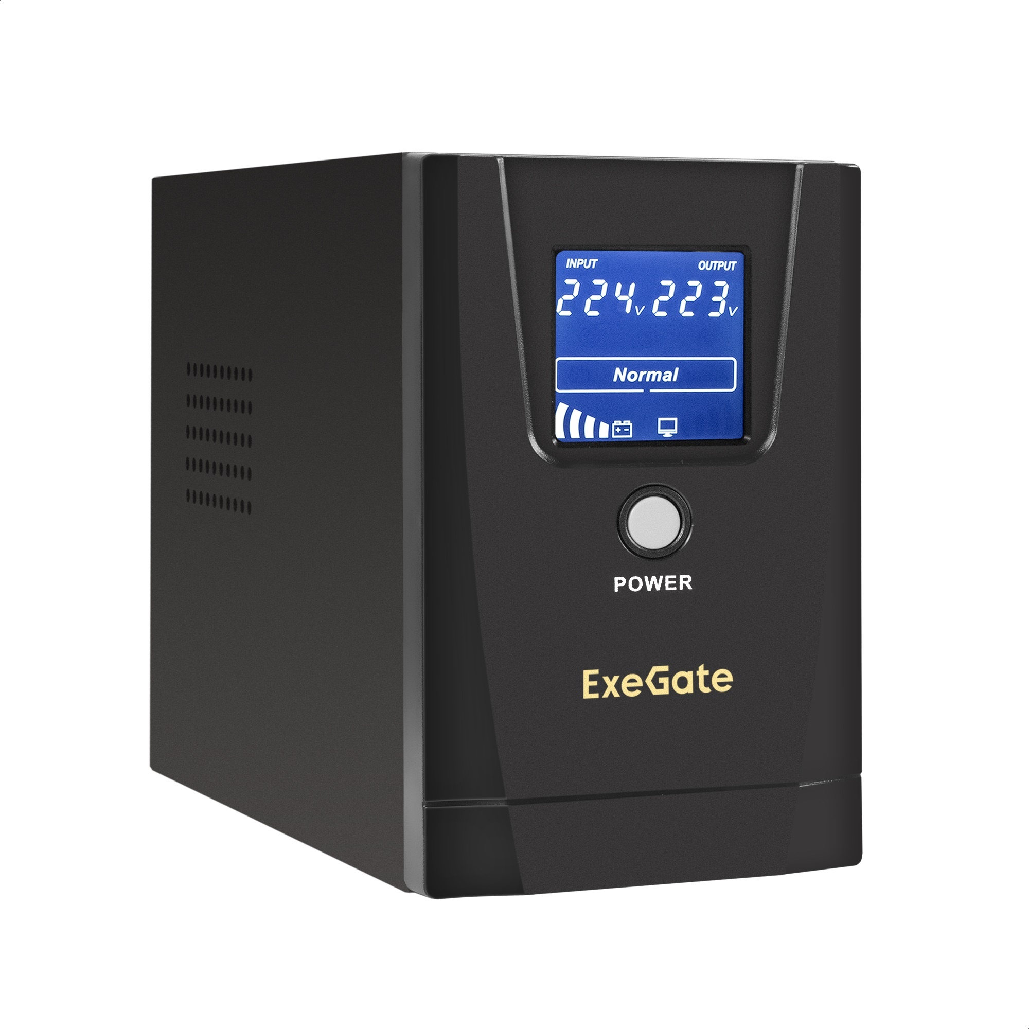 ИБП ExeGate Power Smart ULB-500.LCD.AVR.2SH (500VA/300W, LCD, AVR, 2*Schuko, батарея 12V 4.5Ah, металлический корпус, Black)
