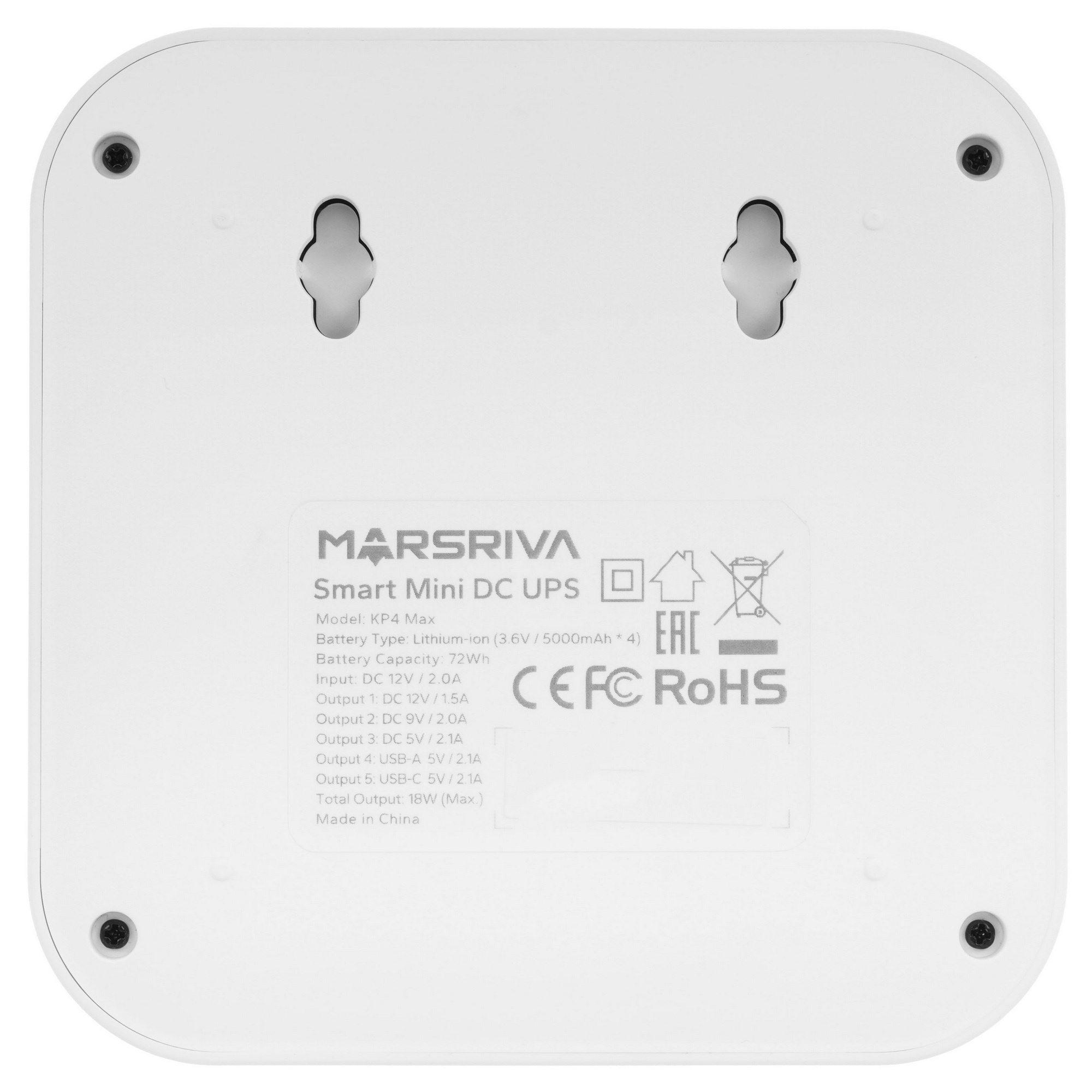 ИБП мини KP4 Max,вход DC 12V/2.0A,независимый выход 12V,9V,5V DC,с USB-A и USB-C 5V/2.1A MARSRIVA
