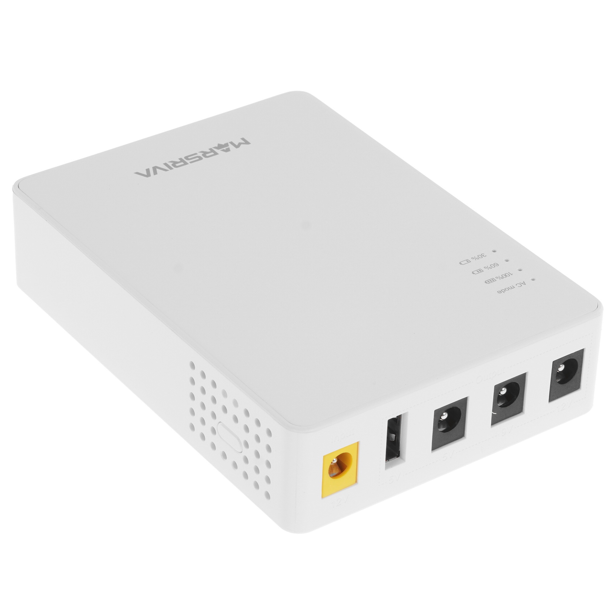 ИБП Мини KP3 Pro, (DС) 12В/4.0A Вход; Независимый 12В, 9В, 5В (DС) Выход, с USB 5В/2.1A, 36Вт Макс., 10000мАч, MARSRIVA