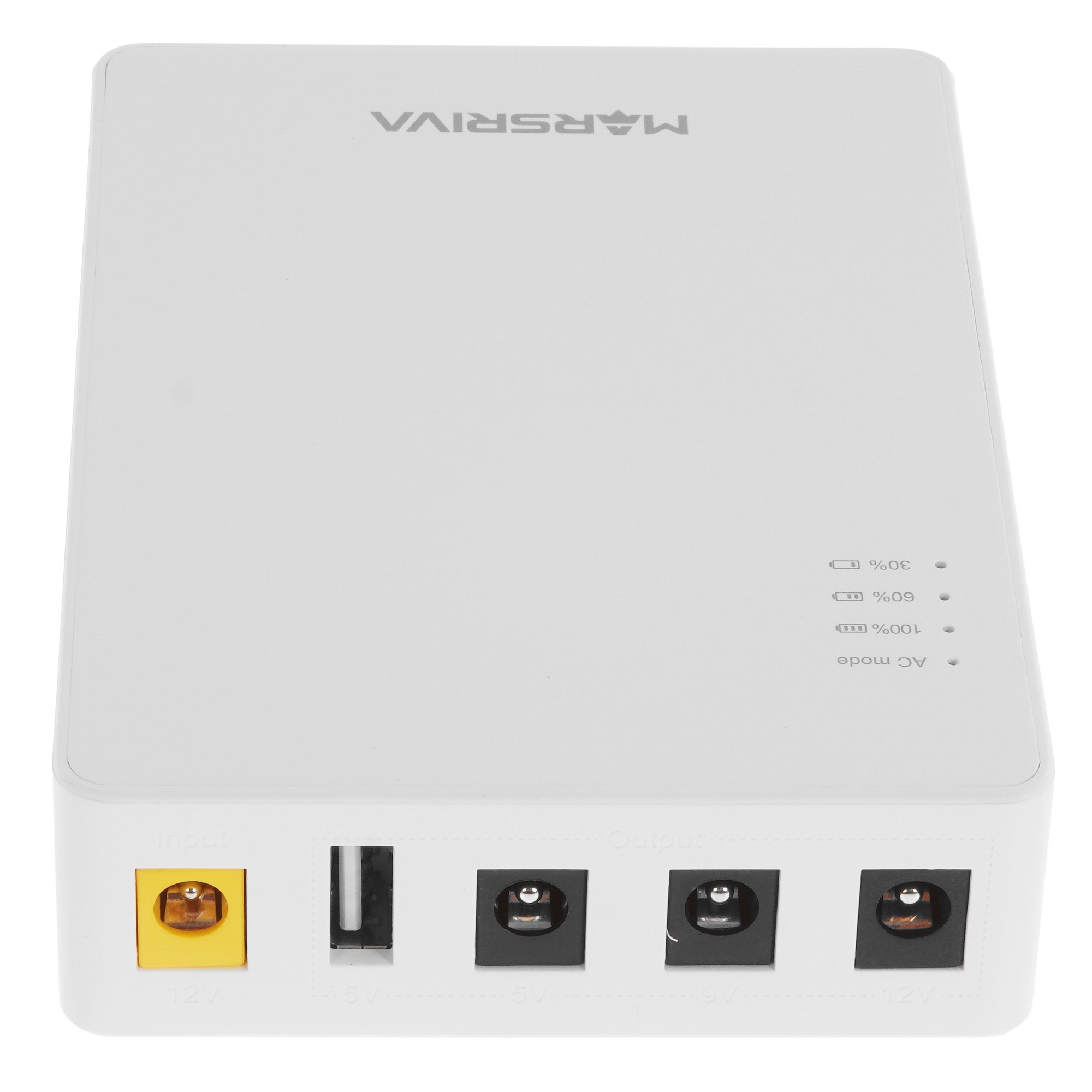 ИБП Мини KP3 Pro, (DС) 12В/4.0A Вход; Независимый 12В, 9В, 5В (DС) Выход, с USB 5В/2.1A, 36Вт Макс., 10000мАч, MARSRIVA