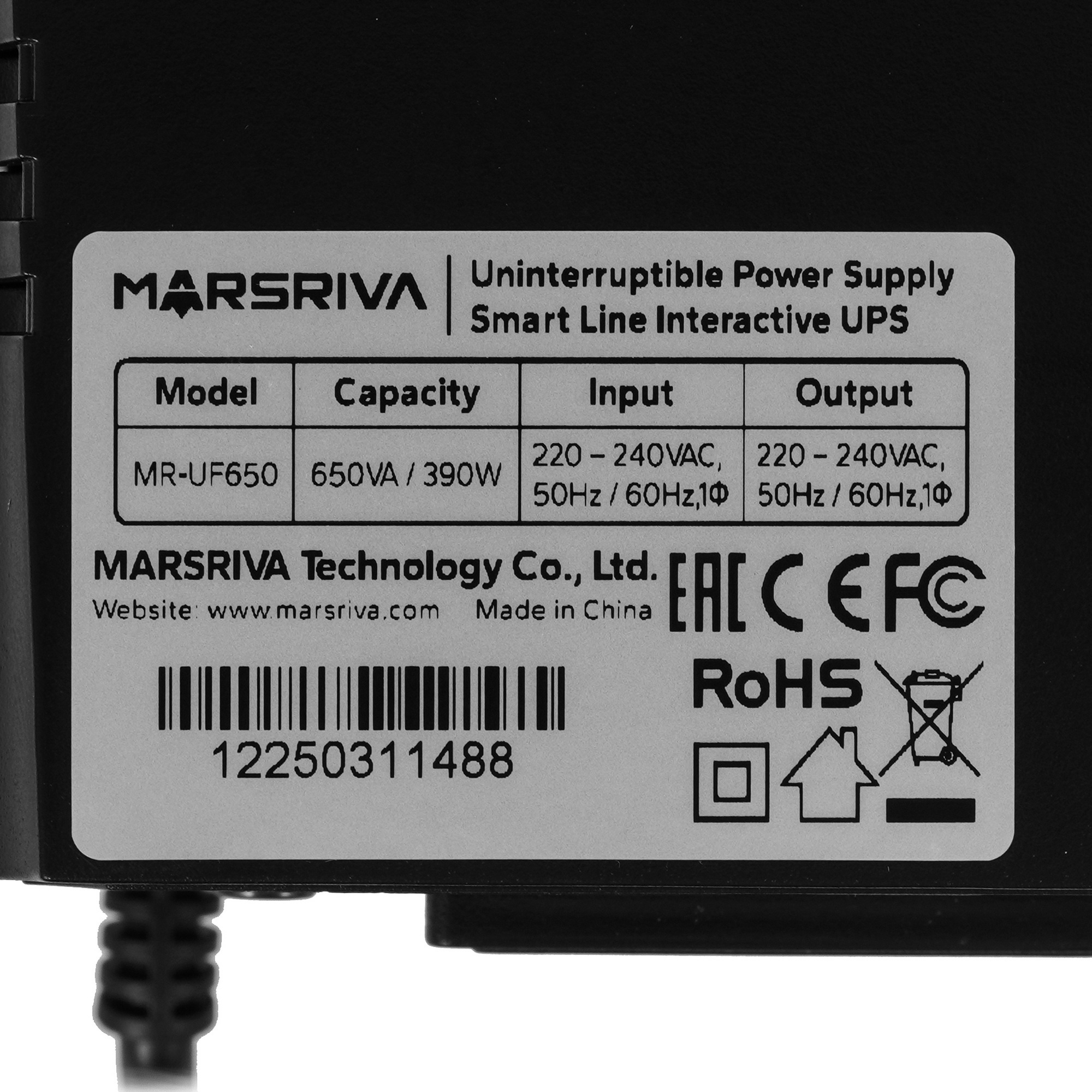 ИБП линейно-интерактивный MR-UF650, мощностью 650ВА/390Вт, MARSRIVA