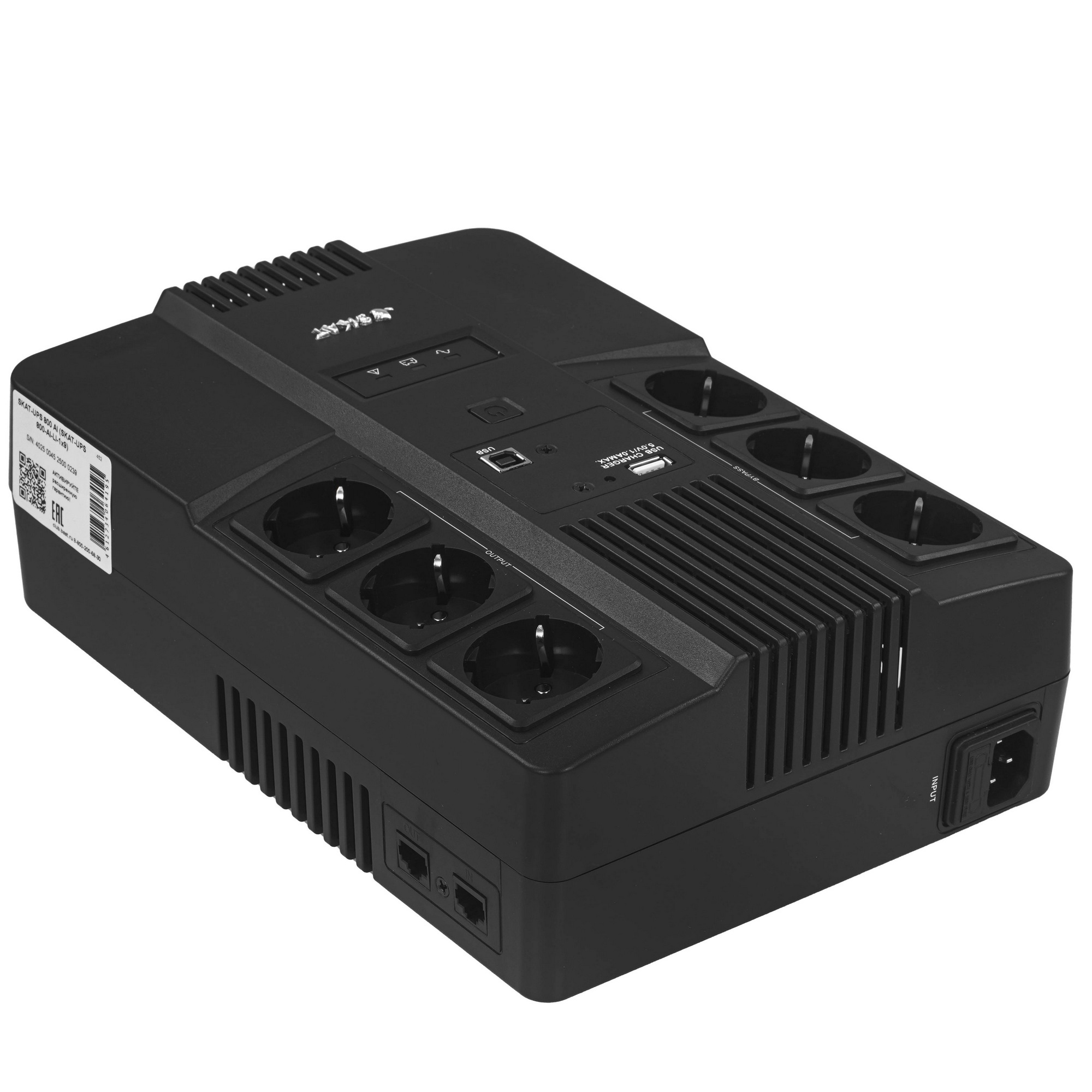 (452) Бастион SKAT-UPS AI 800ВА/480Вт/line-interactive/АКБ 9Ачx1/ 3xSchuko 3xSchuko/3 л.г.