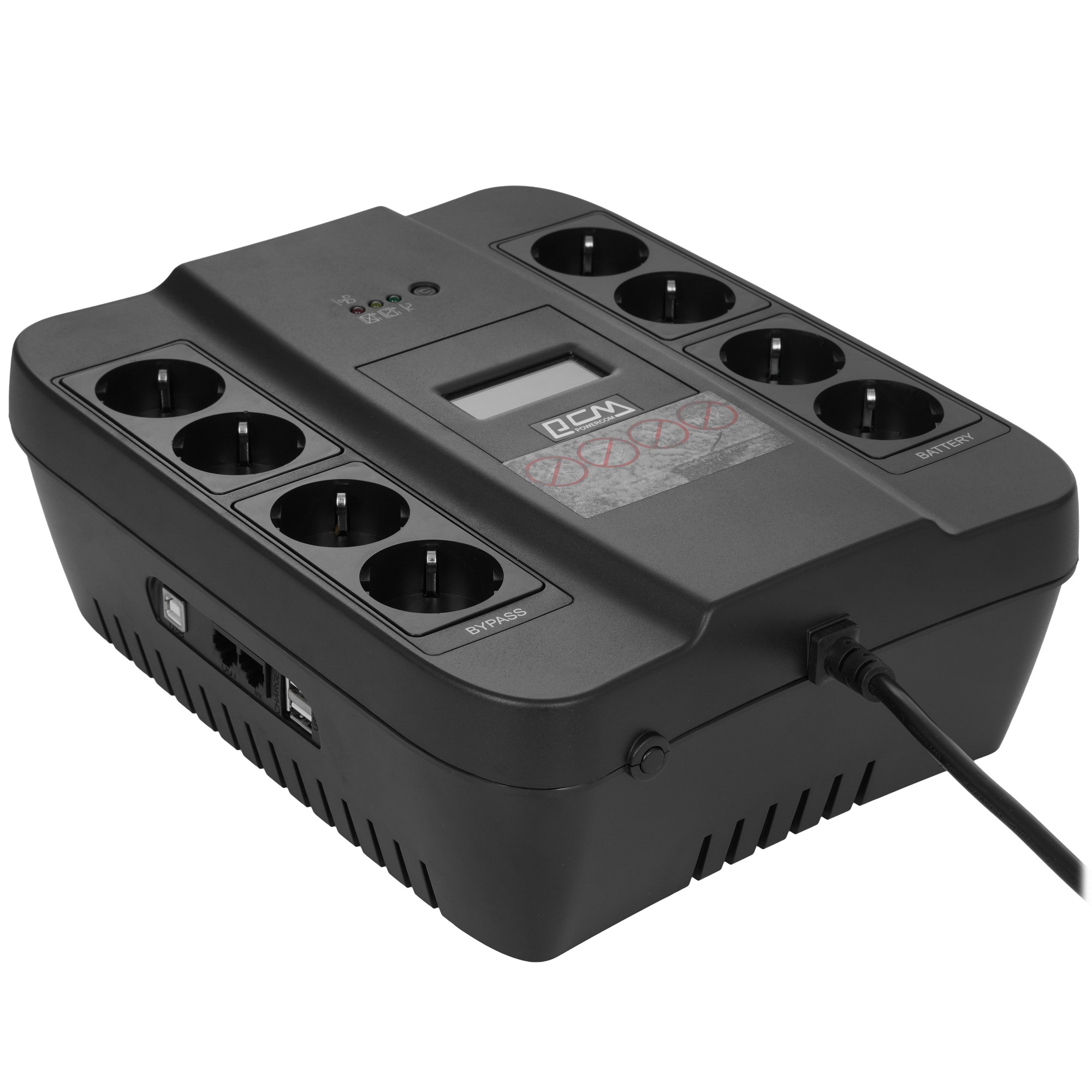 Источник бесперебойного питания Powercom Back-UPS SPIDER, Line-Interactive, LCD, AVR, 550VA/330W, 8x