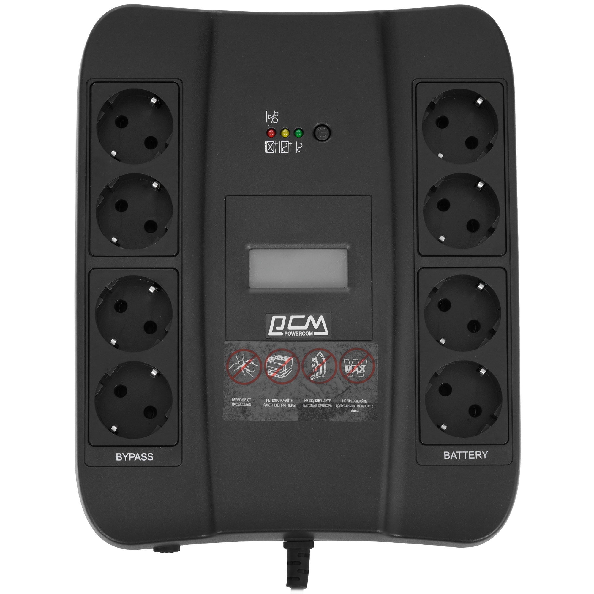 Источник бесперебойного питания Powercom Back-UPS SPIDER, Line-Interactive, LCD, AVR, 550VA/330W, 8x