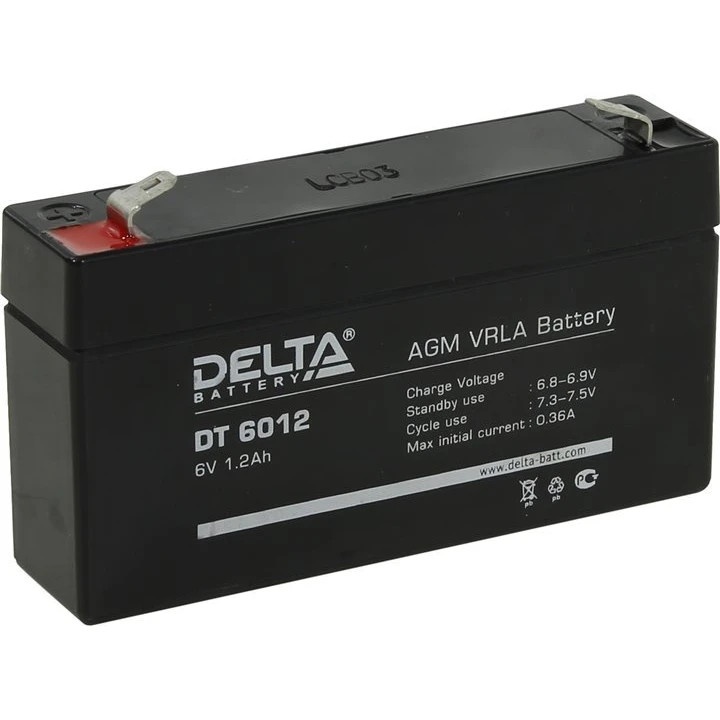 Батарея Delta DT 6012 (6V, 1.2Ah)