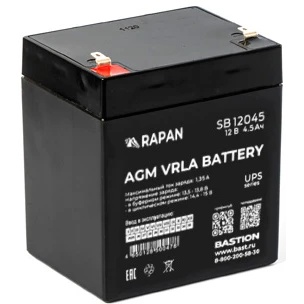 Аккумуляторная батарея Бастион RAPAN SB 12045 АКБ свинцово-кислотная тип AGM 12V 4,5Ач I зар.1,35А,