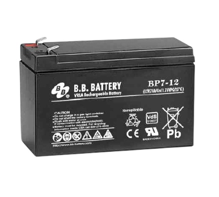 Аккумулятор B.B. Battery series BP, BP7-12, voltage 12V, capacity 7Ah (discharge 20 hours), max. dis