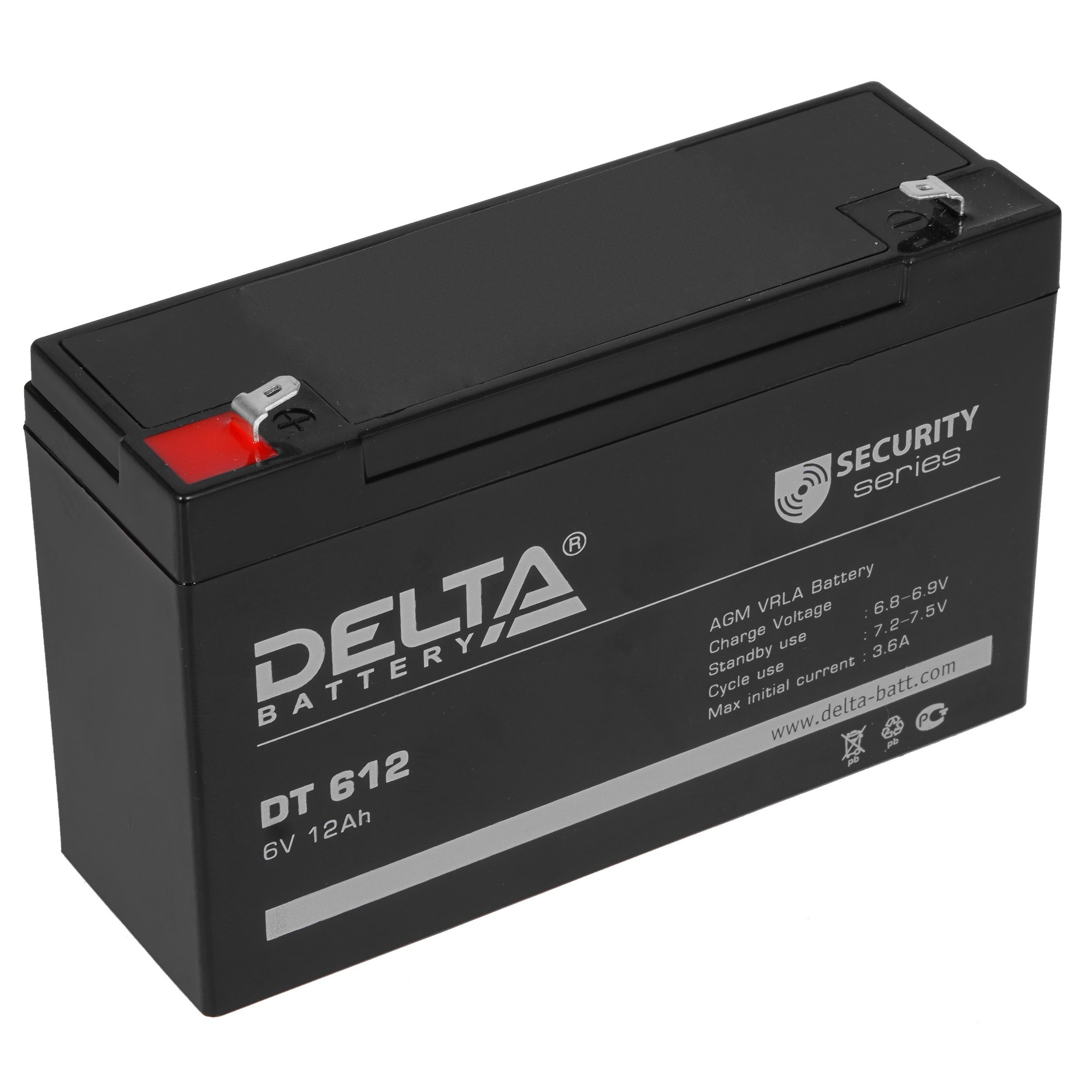 Аккумуляторная батарея Delta series DT, DT 612, voltage 6V, capacity 12Ah (discharge 20 hours)
