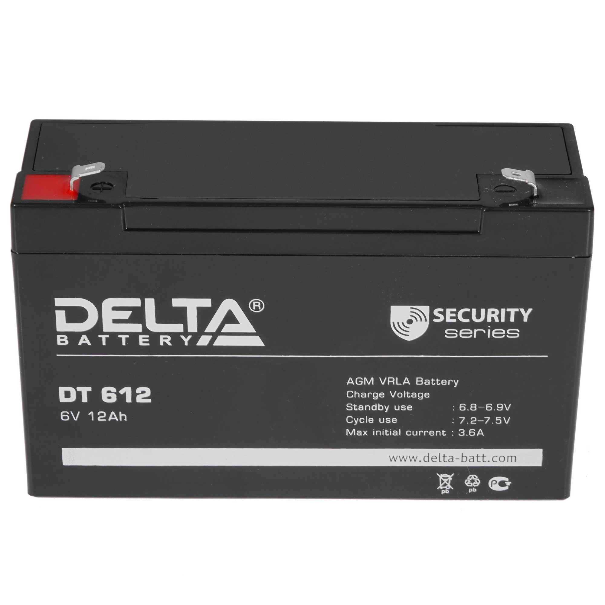 Аккумуляторная батарея Delta series DT, DT 612, voltage 6V, capacity 12Ah (discharge 20 hours)