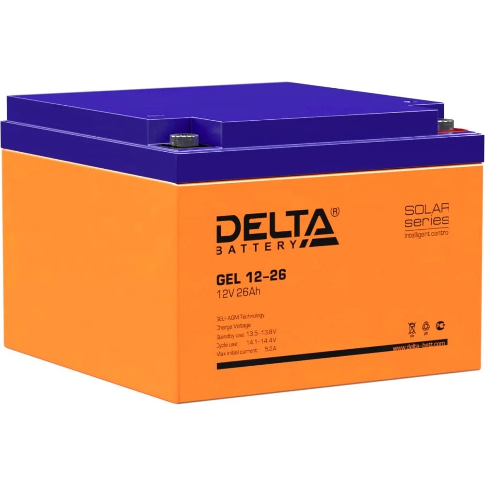 Аккумуляторная батарея Delta GEL 12-26 напряжение 12В, емкость 26Ач (174х166х125mm)