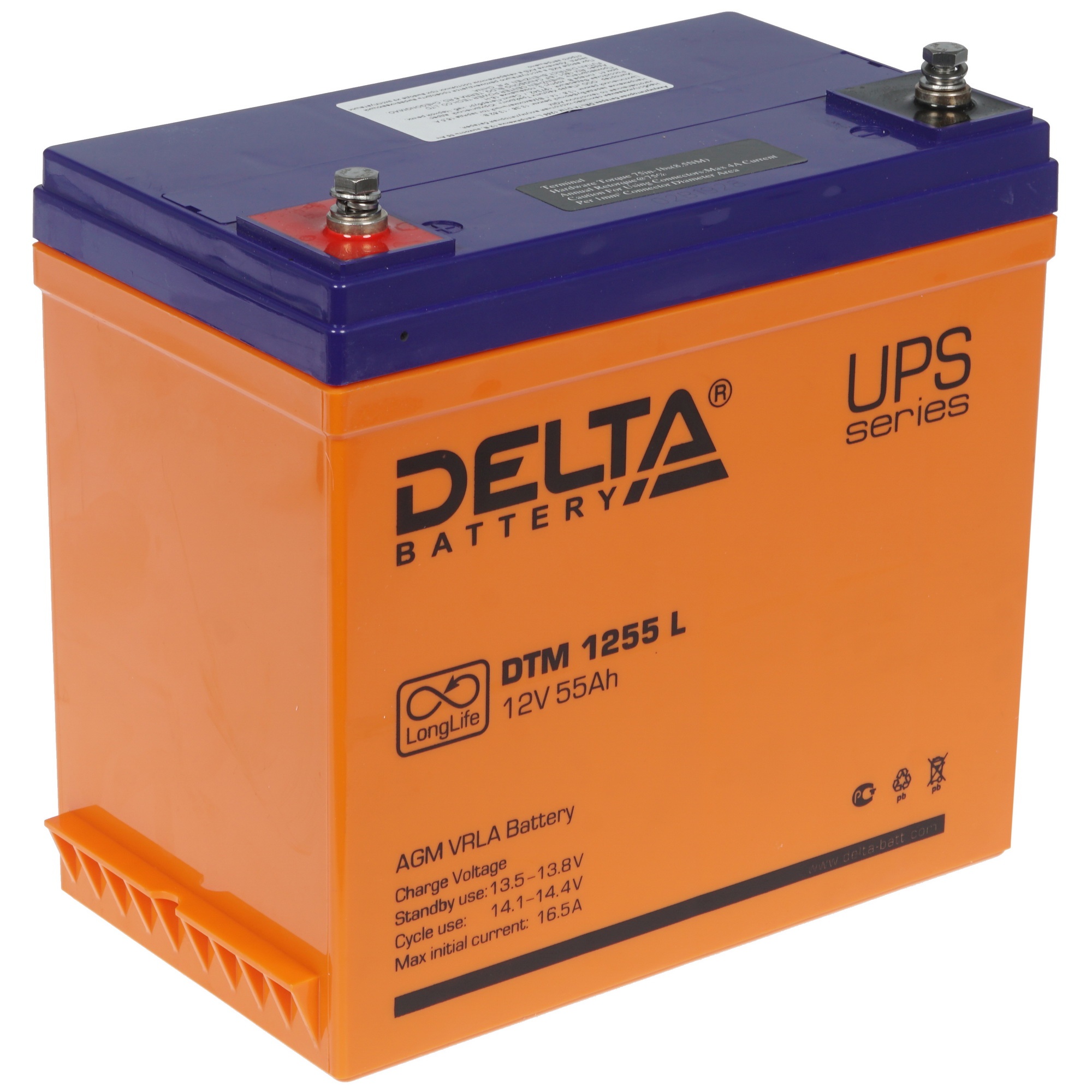 Аккумуляторная батарея Delta DTM 1255 L напряжение 12В, емкость 55Ач (239x132x210mm)