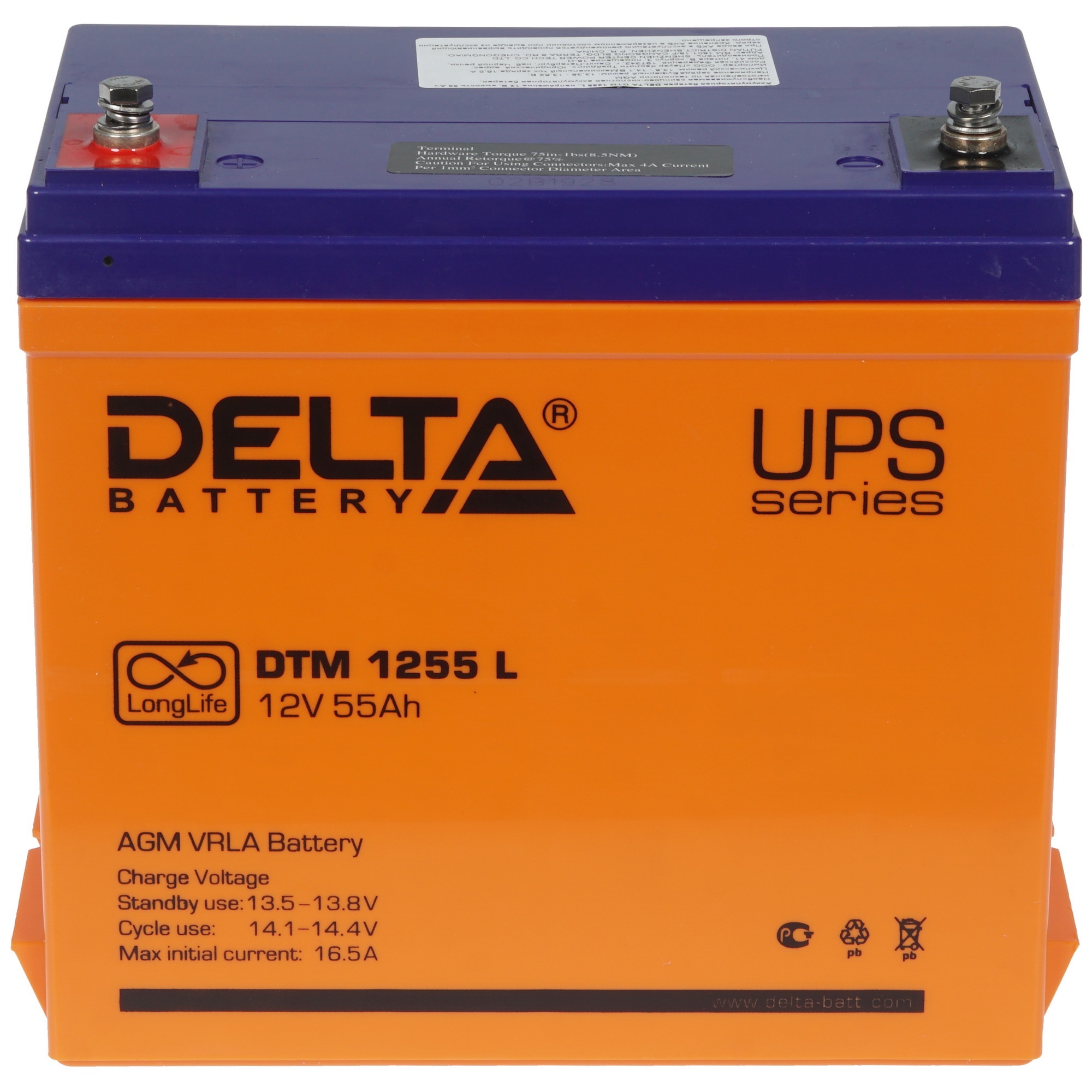 Аккумуляторная батарея Delta DTM 1255 L напряжение 12В, емкость 55Ач (239x132x210mm)