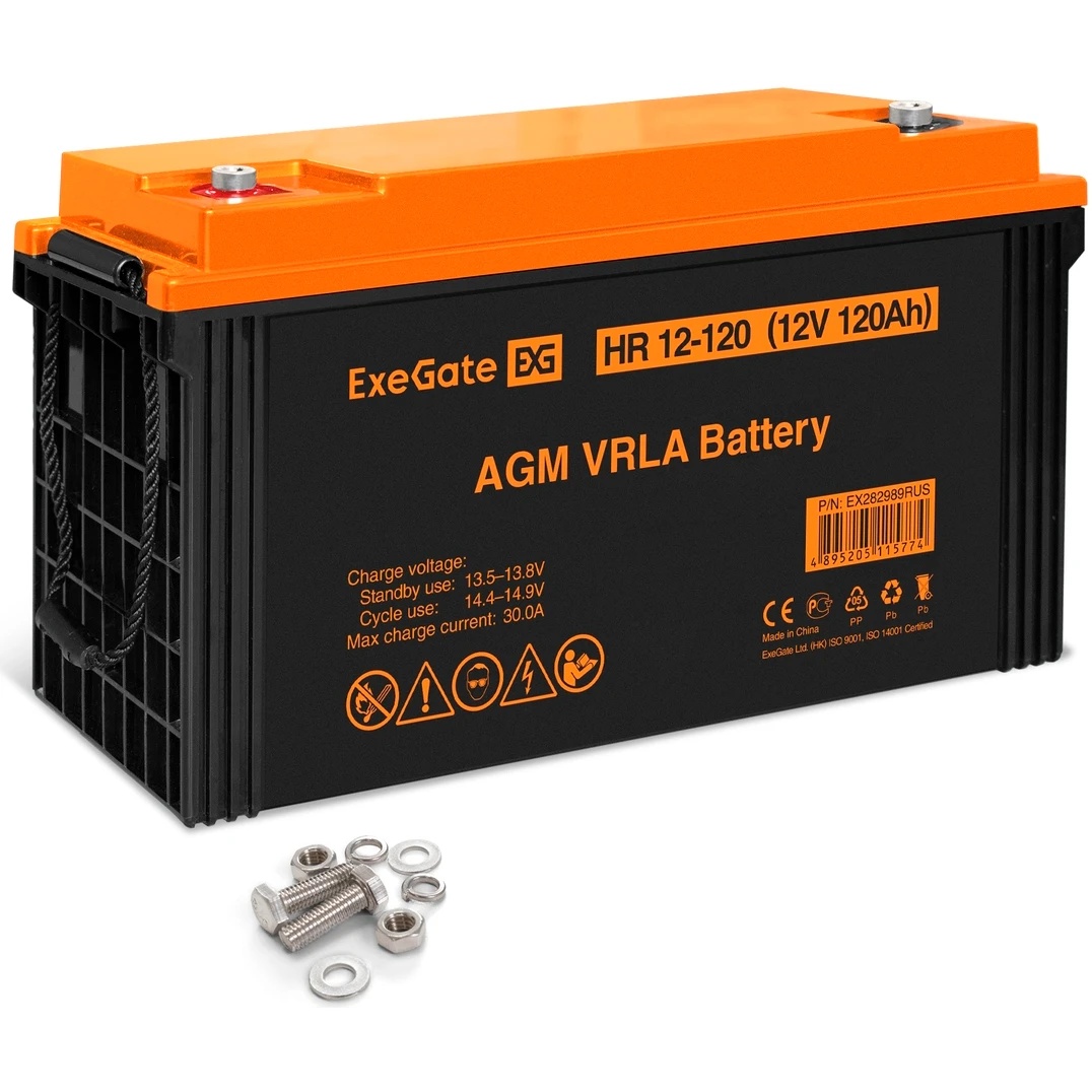 Аккумуляторная батарея ExeGate EX282989RUS HR 12-120 (12V 120Ah, под болт М8)
