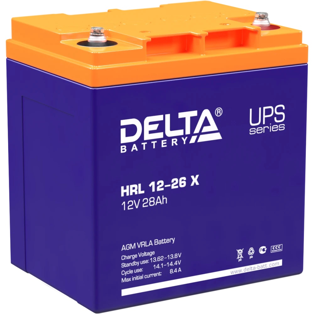 Аккумуляторная батарея Delta HRL 12-26 X напряжение 12В, емкость 28Ач (165х125х175mm)