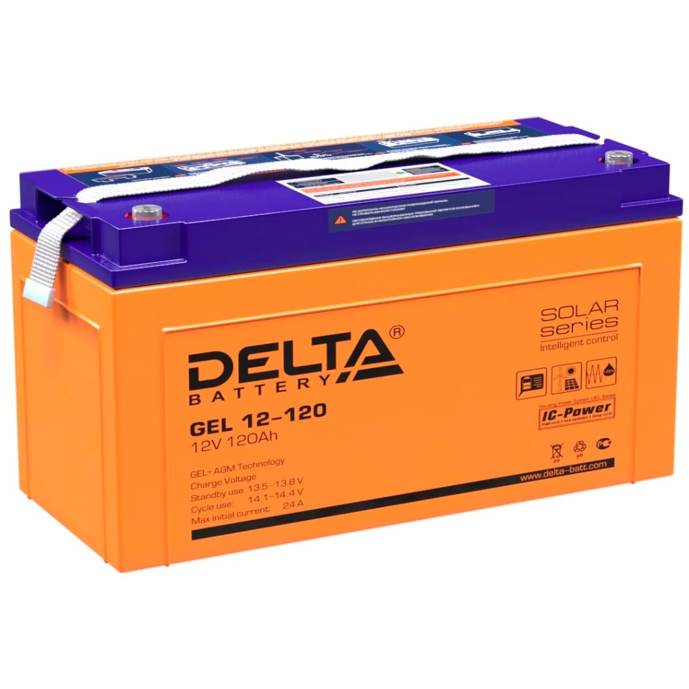 Аккумуляторная батарея Delta GEL 12-120 напряжение 12В, емкость 120Ач (406х172х228mm)
