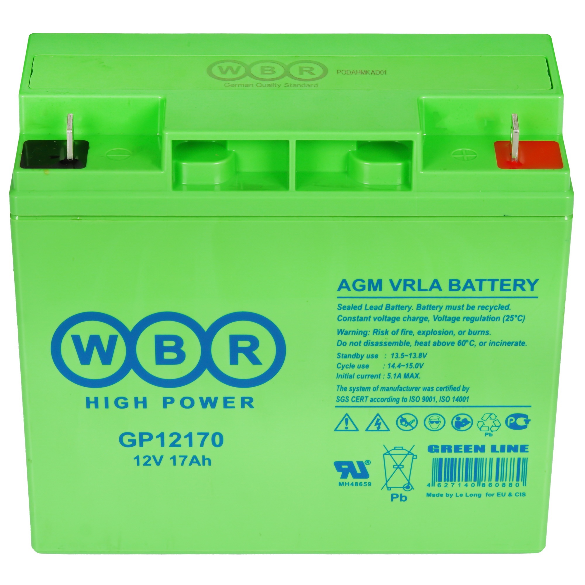 Аккумулятор 12В 17А.ч WBR GP12170