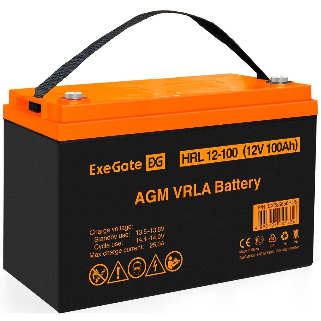 Аккумуляторная батарея ExeGate EX285656RUS HRL 12-100 (12V 100Ah, под болт М6)