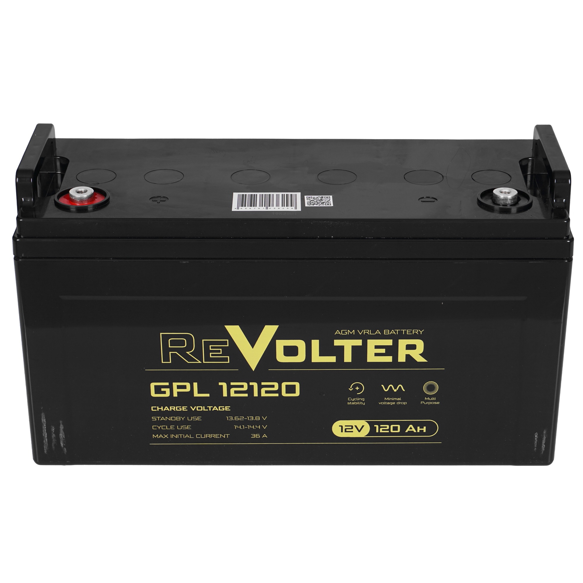 Аккумуляторная батарея REVOLTER GPL 1212012В,&nbsp; емкость 120Ач, клемма Болт М8 (406х174х215мм (216мм);
