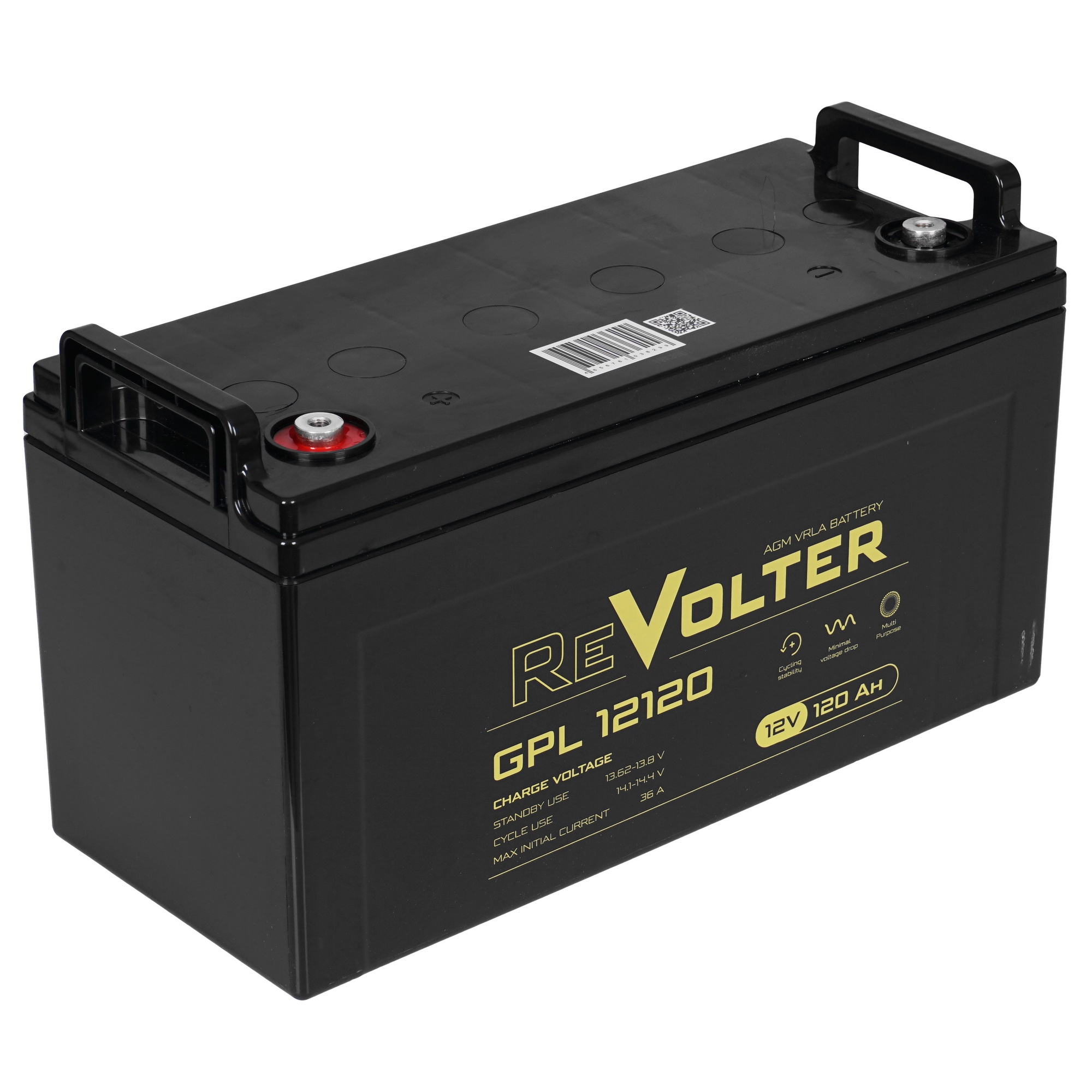 Аккумуляторная батарея REVOLTER GPL 1212012В,&nbsp; емкость 120Ач, клемма Болт М8 (406х174х215мм (216мм);