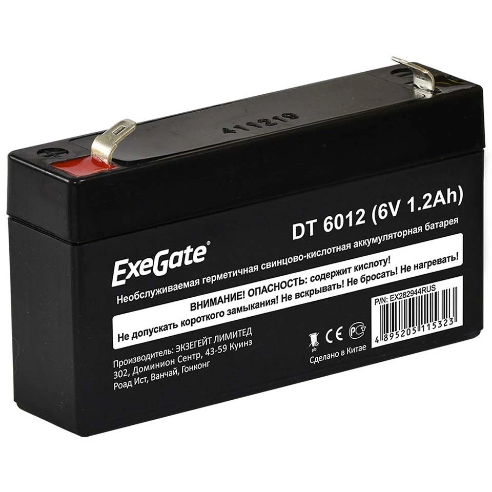 Батарея ExeGate DT 6012 (6V 1.2Ah), клеммы F1