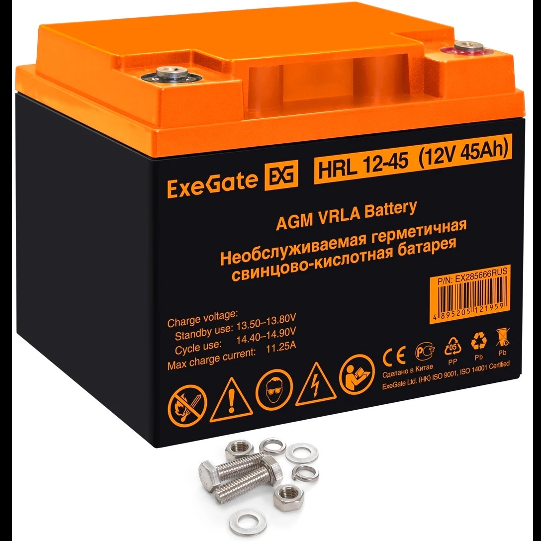 Аккумуляторная батарея ExeGate HRL 12-45 (12V 45Ah, под болт М6)
