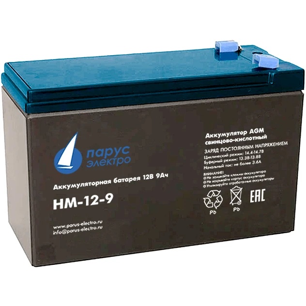 Батарея Парус-электро HM-12-9 (AGM/12В/9,0Ач/клемма F2)