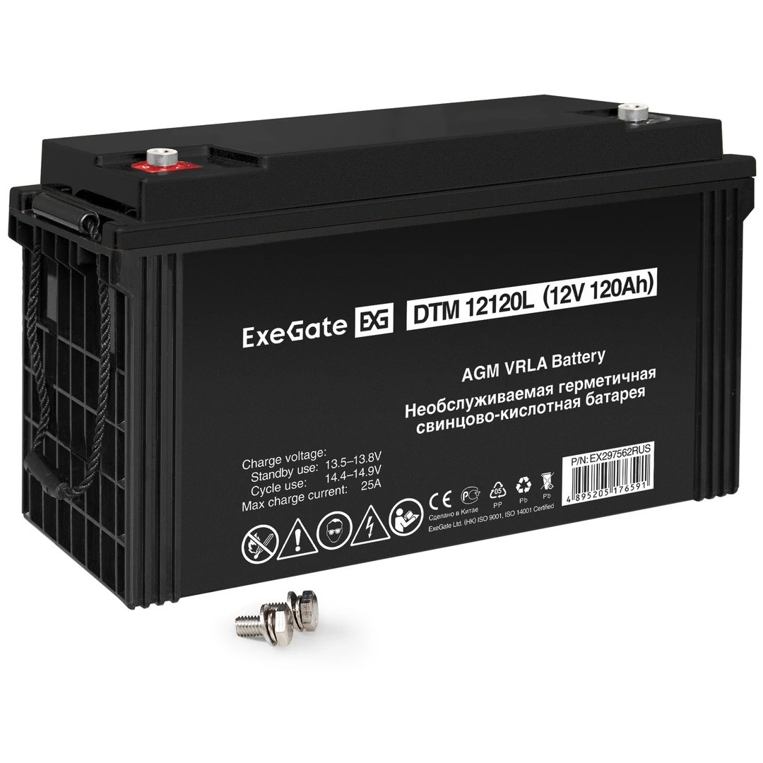 Аккумуляторная батарея ExeGate DTM 12120L (12V 120Ah, болт М8)