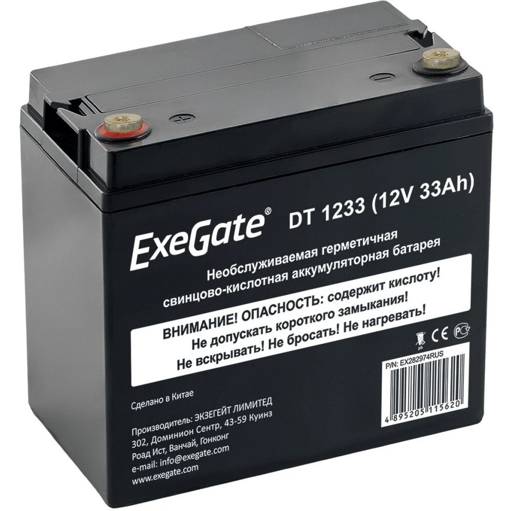 Аккумуляторная батарея ExeGate DT 1233 (12V 33Ah, под болт М6)