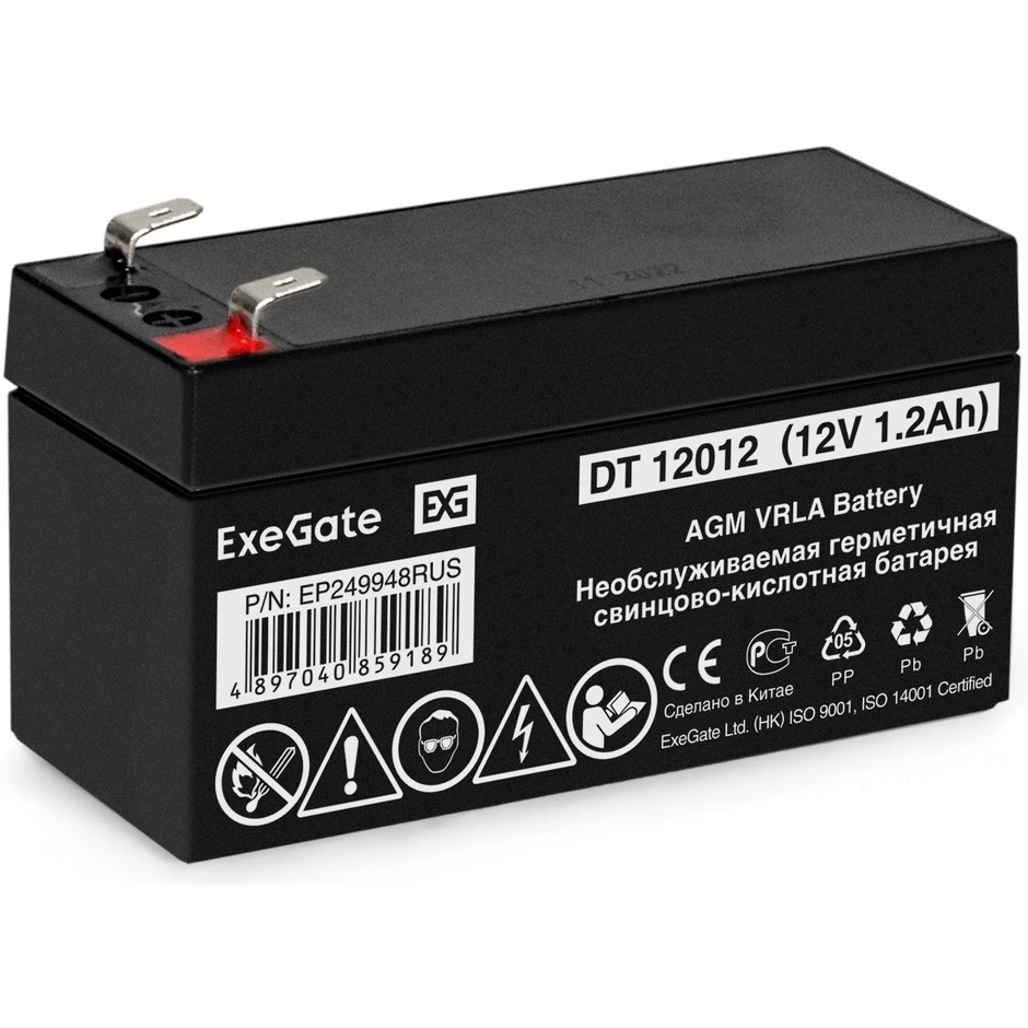Батарея ExeGate EP249948RUS DT 12012/EXG12012 (12V 1.2Ah), клеммы F1