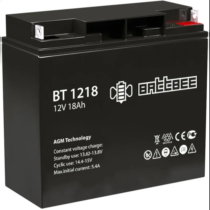 Аккумуляторная батарея Delta BT 1218 напряжение  12/18В, емкость 182х76х167Ач (198х166х170mm)