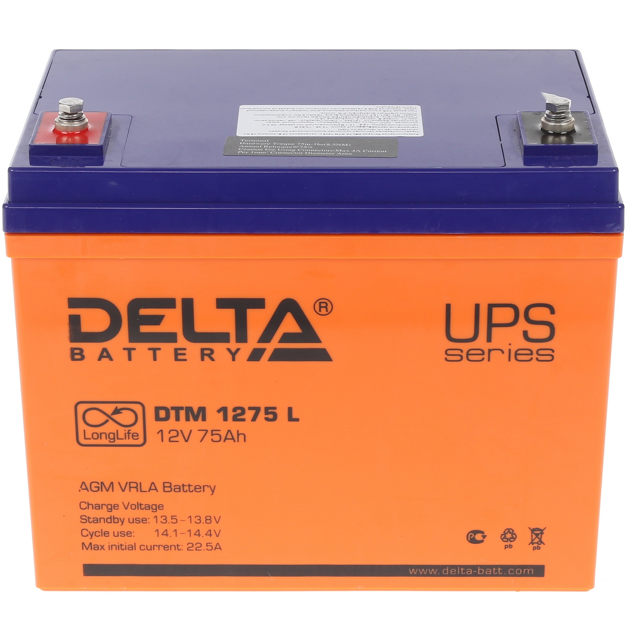 Аккумуляторная батарея ExeGate DTM 1275L (12V 75Ah, болт М6)