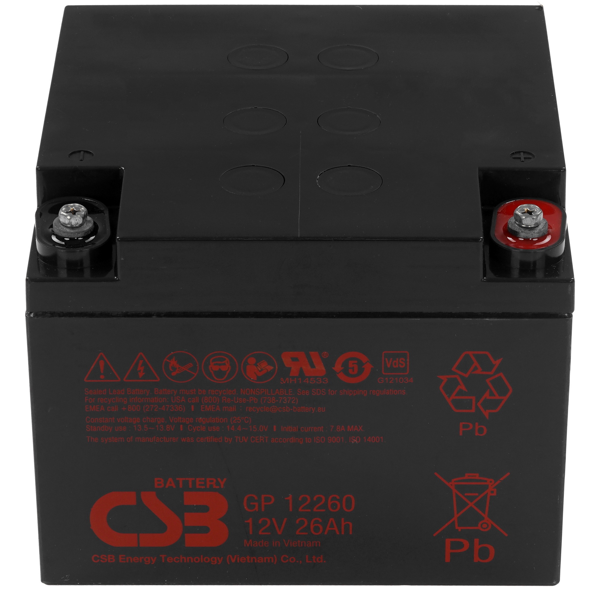 Батарея CSB GP-12260 (12V, 26Ah) для UPS клеммы F2
