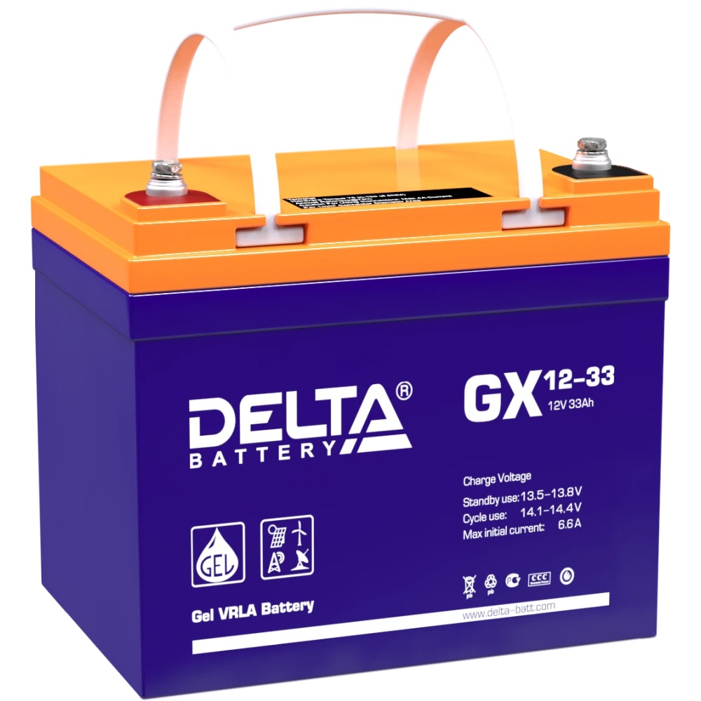 Аккумуляторная батарея Delta GX 12-33 напряжение 12В, емкость 33Ач (195х130х180mm)