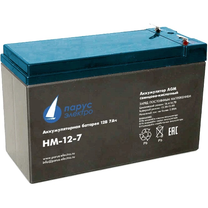 Батарея Парус-электро HM-12-7 (AGM/12В/7,2Ач/клемма F2)