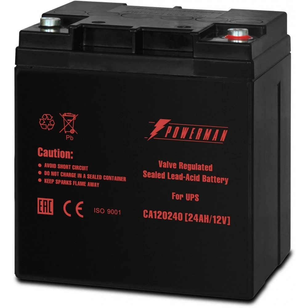 Батарея Powerman Battery CA12240, напряжение 12В, емкость 24Ач, макс. ток разряда 360А, макс. ток за