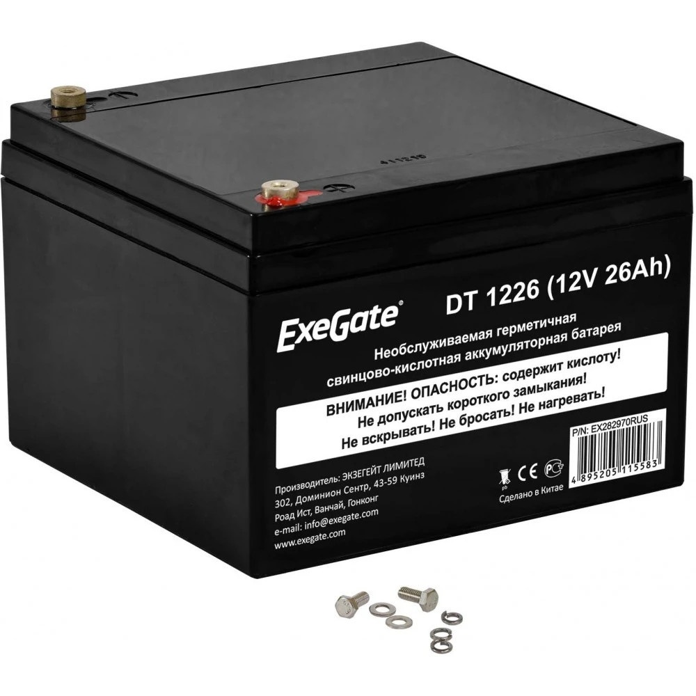 Батарея ExeGate DT 1226 (12V 26Ah), клеммы под болт М5