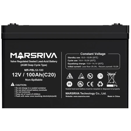 Сменный AGM аккумулятор 12 В/100 Ач, 28 кг MARSRIVA