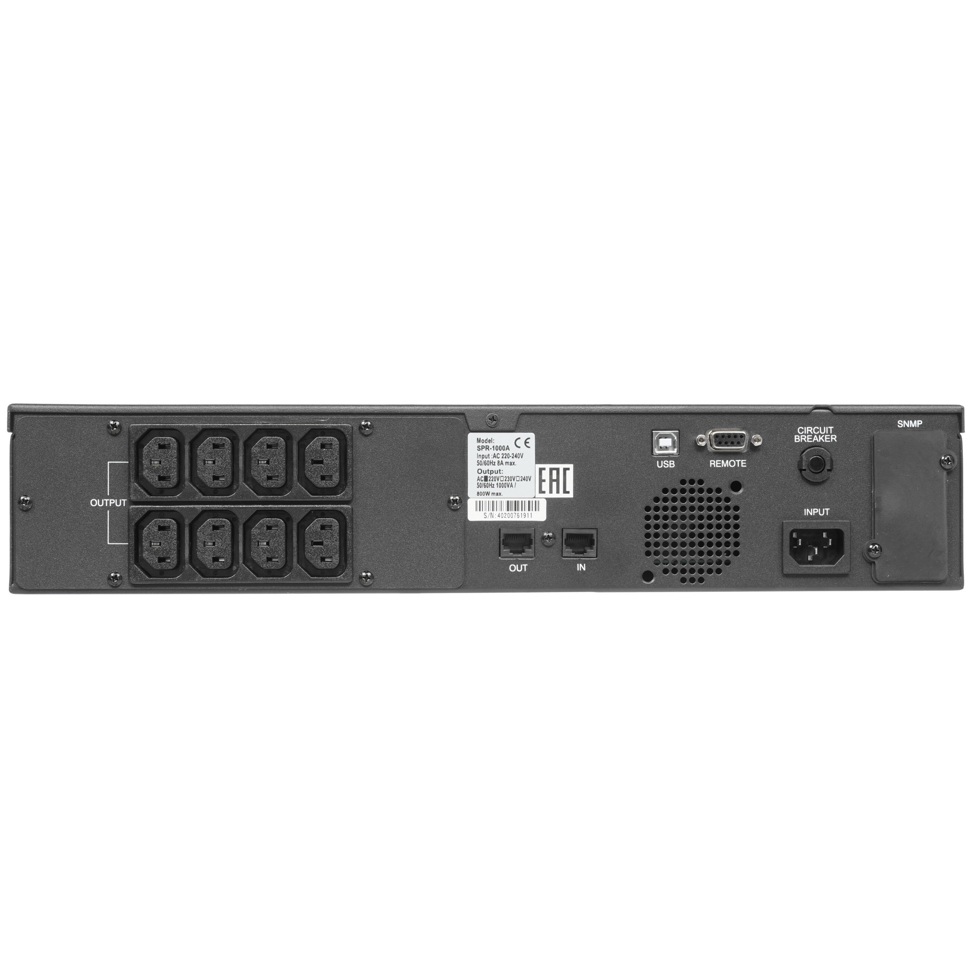 Источник бесперебойного питания Powercom Smart King Pro+ SPR-1000 LCD 800Вт 1000ВА черный