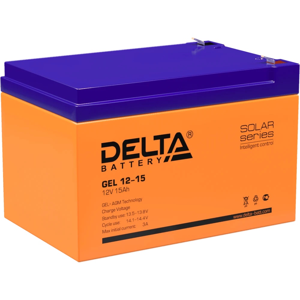 Батарея Delta GEL 12-15 (12V/15Ач) свинцово- кислотный аккумулятор