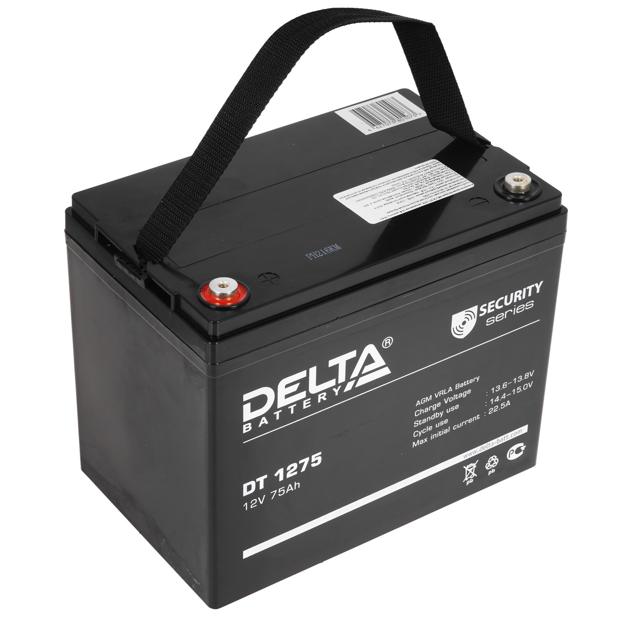 Аккумуляторная батарея Delta DT 1275 напряжение 12В, емкость 75Ач (259х169х213mm)