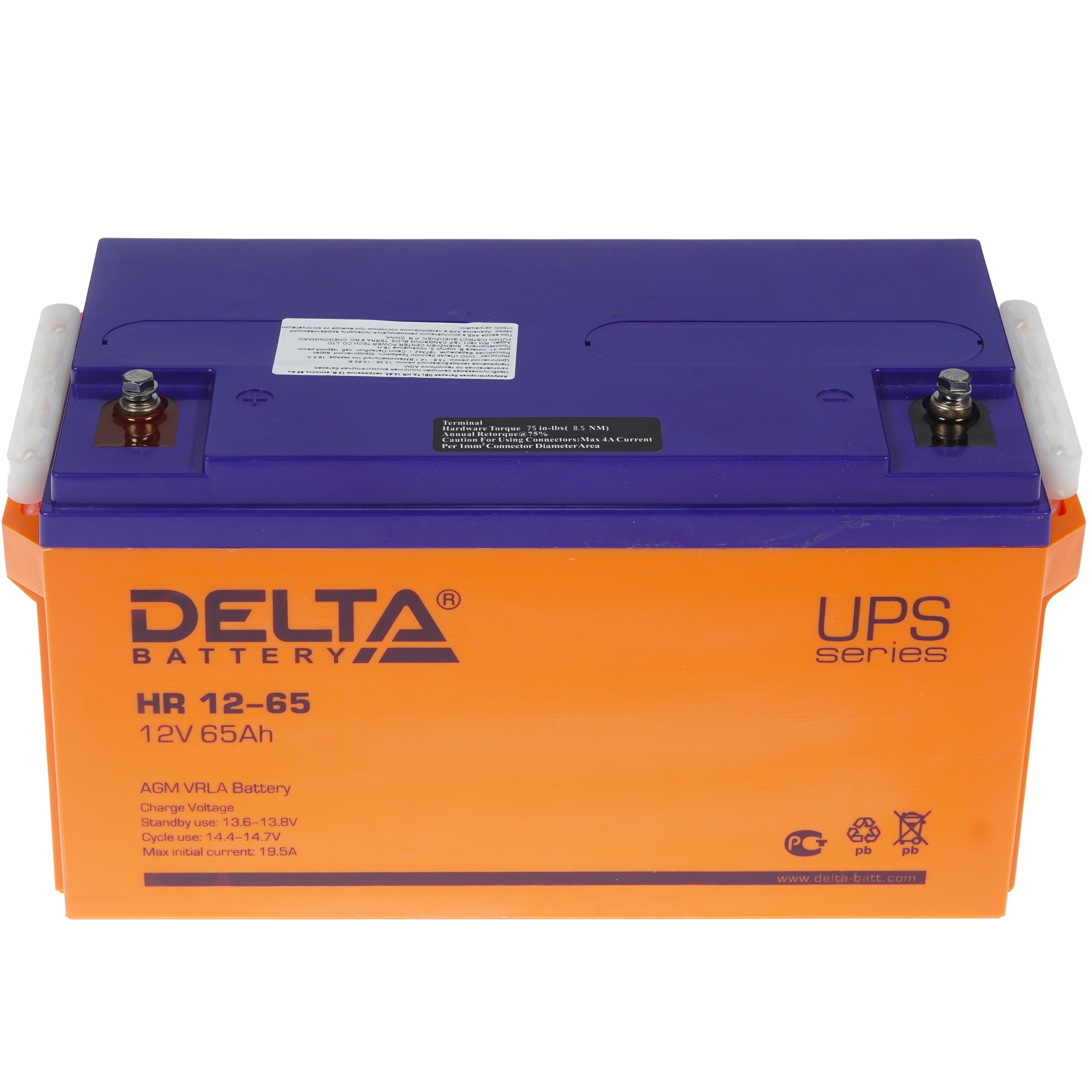 Аккумуляторная батарея Delta HR 12-65 напряжение 12В, емкость 65Ач (350х167х179mm)
