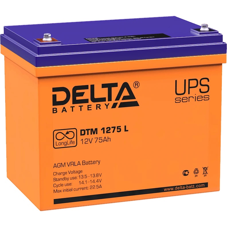 Батарея Delta DTM 1275 L (12V, 75Ah)
