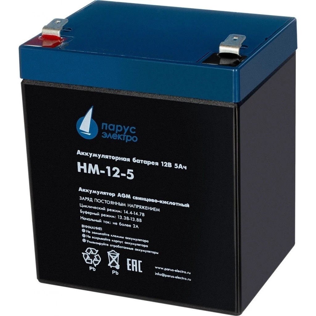 Батарея Парус-электро HM-12-5 (AGM/12В/5Ач/клемма F2), 90х70х101мм