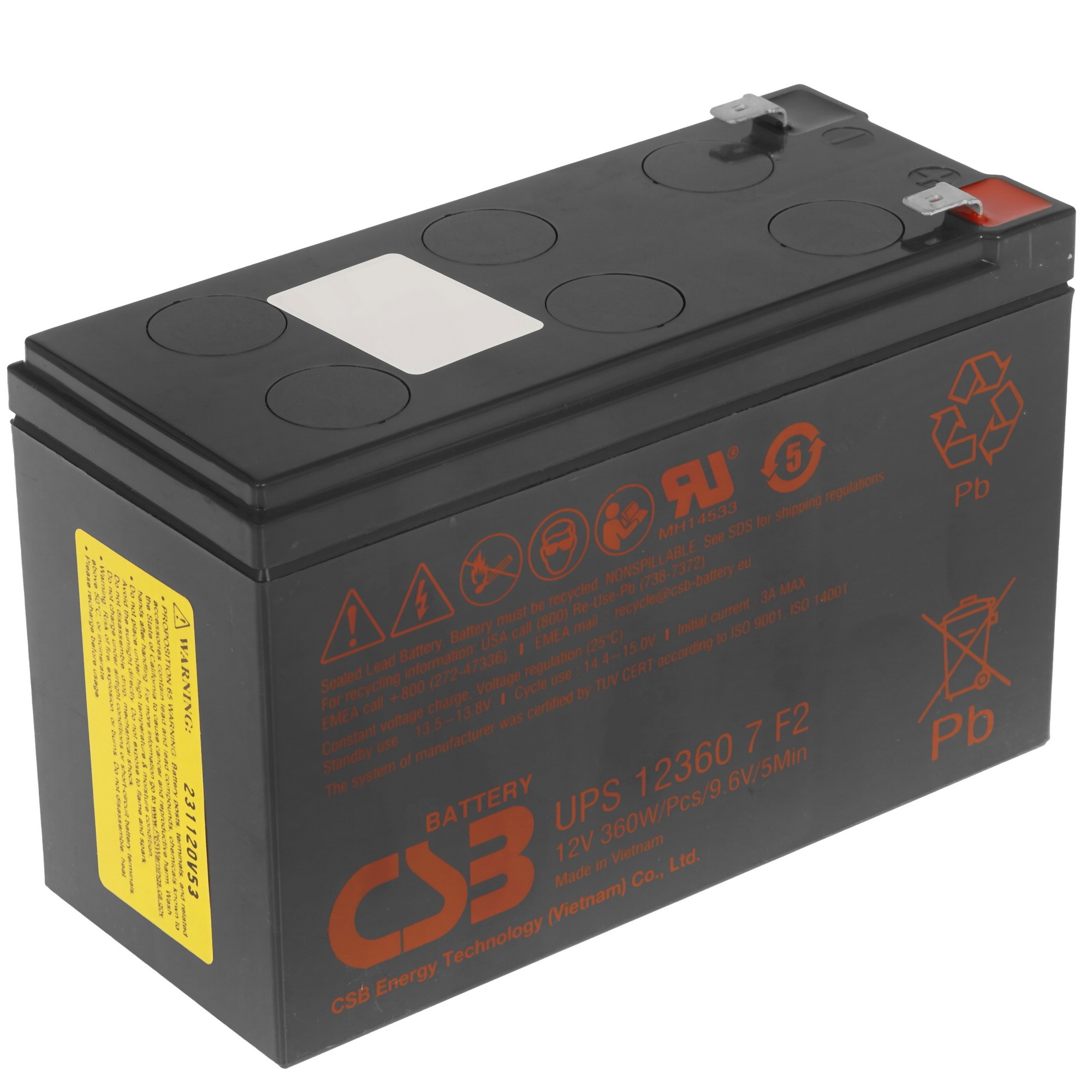 Батарея CSB UPS123607 (12V 7.5Ah) F2