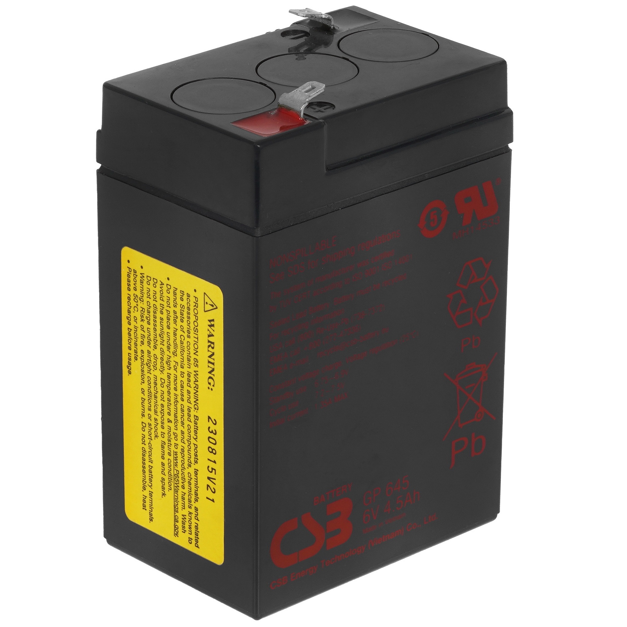 Батарея CSB GP 645 (6V, 4.5Ah)