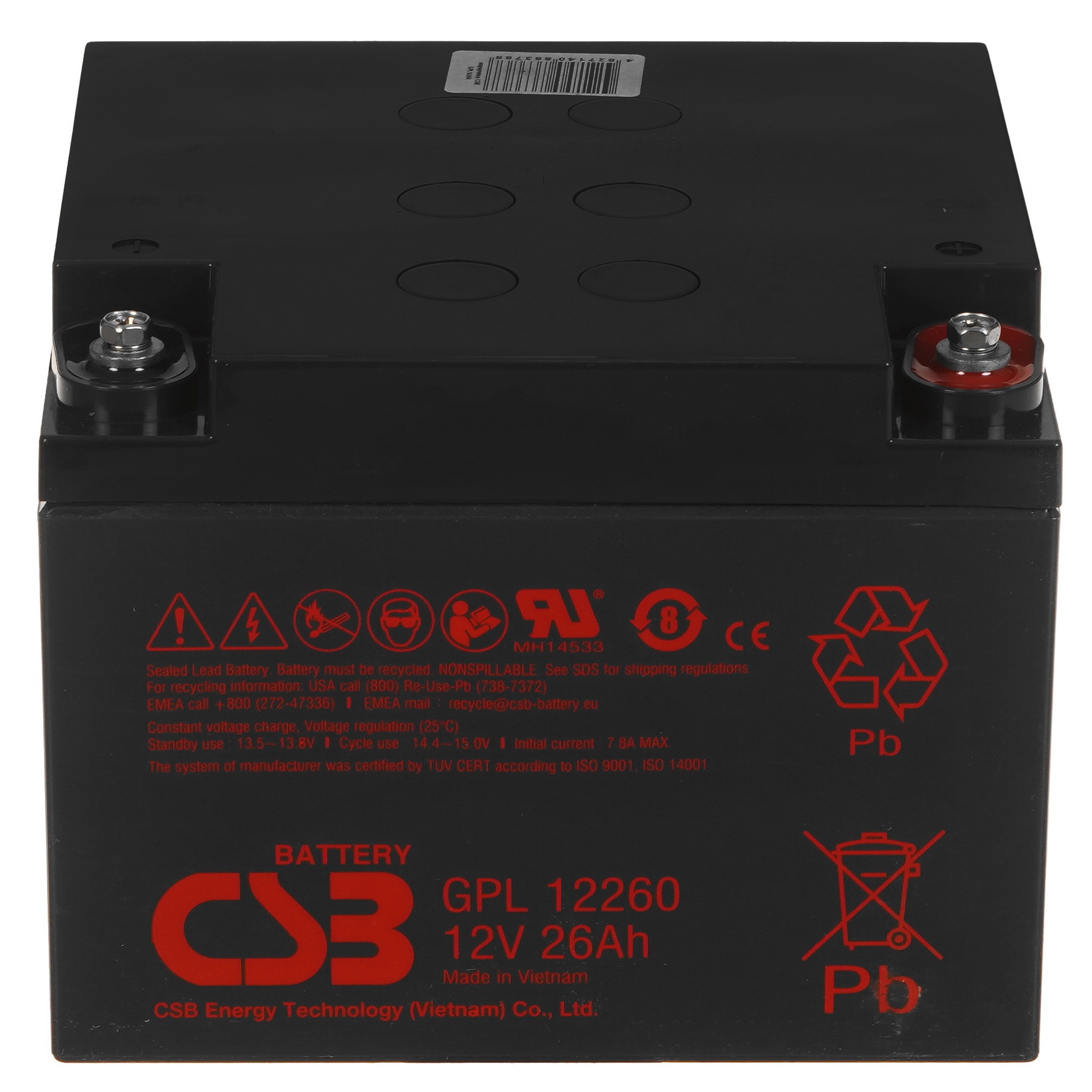 Батарея CSB GPL-12260 (12V, 26Ah) для UPS клеммы F2