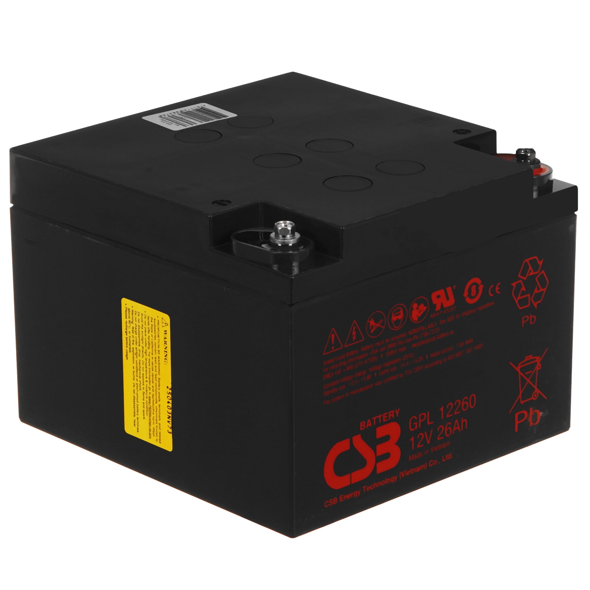 Батарея CSB GPL-12260 (12V, 26Ah) для UPS клеммы F2