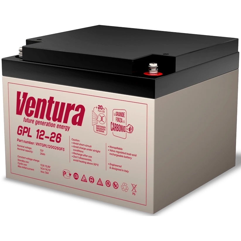 Батарея для ИБП Ventura GPL 12-26 12V/29Ah F5, ДхШхВ 175х166х125мм, 8кг, срок службы 12 лет