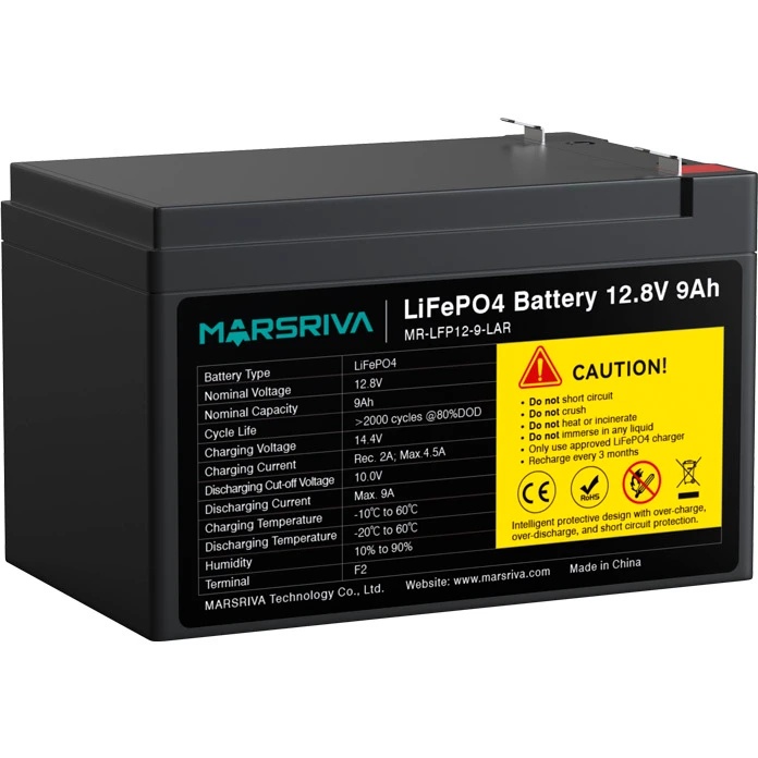 Аккумулятор литиевый MR-LFP12-9-LAR LiFePO4, 12.8В/9.0Ач MARSRIVA
