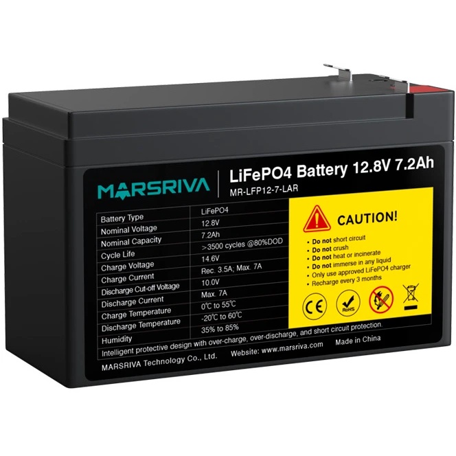 Аккумулятор литиевый MR-LFP12-7-LAR LiFePO4, 12.8В/7.2Ач MARSRIVA